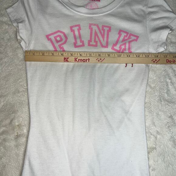 White Pink Victoria’s Secret Classic Y2K Short Sleeve Baby Tee Size XS - Picture 11 of 12